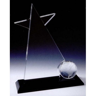 Black Optic Crystal Super Winner Award w/Rectangle Base