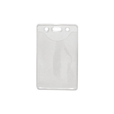 Vertical Top-Load Clear Vinyl Badge Holder w/ Slot & Chain Holes