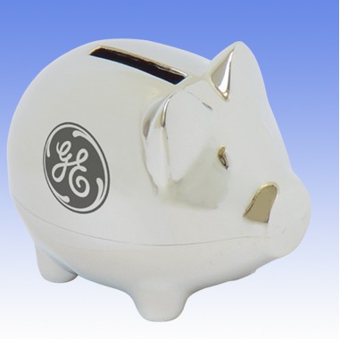 Small Chrome Piggy Bank.