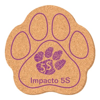 5" X 5" Paw Shape Solid Cork Coasters