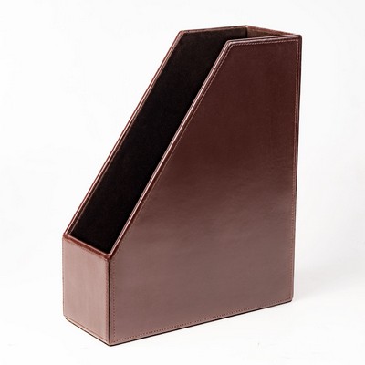 Bonded Leather Brown Magazine Rack