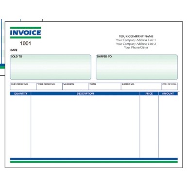 Unruled 3 Part Invoice Form - 8½"x 7"