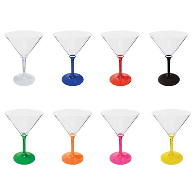 10 Oz. Acrylic Martini Glass w/ Colored Stem