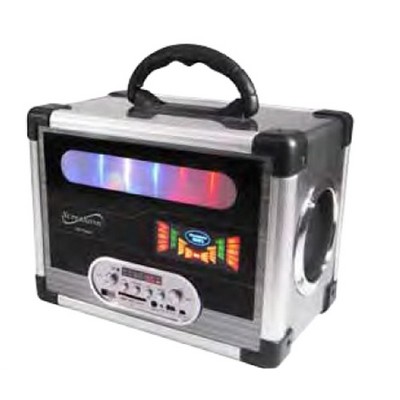 Portable Rechargeable Media Speaker with FM Radio & LED Lights