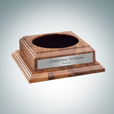 Optional Walnut Wood Base w/ Personalized Silver Plate (8"x8")