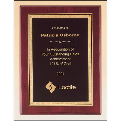 Rosewood Piano Finish Plaque with Brass Plate (9" x 12")