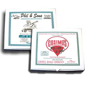 Custom Printed Corrugated White Pizza Box (10"x10"x2")