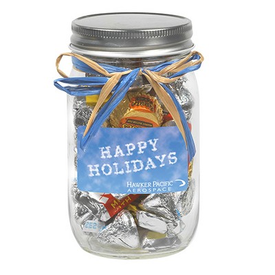 16 Oz. Glass Mason Jar w/ Raffia Bow (Hershey's® Everyday Mix)