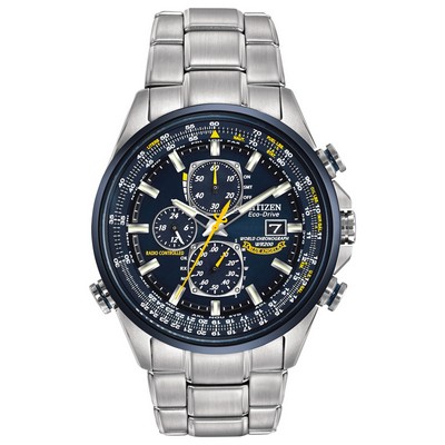 Citizen Men's Blue Angels Edition World Time Chronograph Eco-Drive Watch, SS with Blue Ion Plating