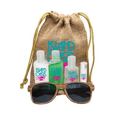 Jute Sun Kit with Faux Wood Frame Sunglasses