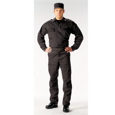 Black 2-Pocket Tactical Battle Dress Uniform Shirt (3XL)