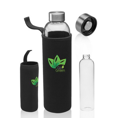 34 Oz. Aarthus Glass Water Bottles with Carrying Pouch