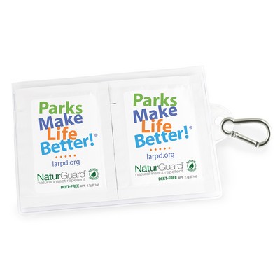 GoPac™ with 3 NaturGuard™ Natural Insect Repellent Wipes, with Carabiner, Label Imprint