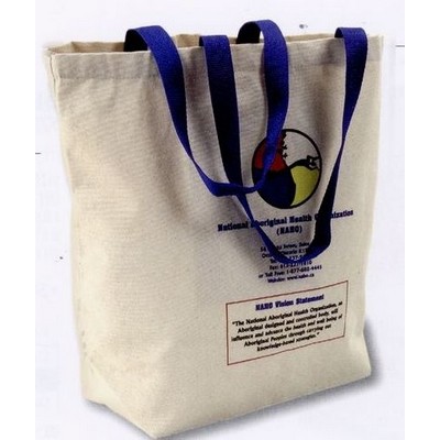 Natural Super Tote Bag w/Colored Handle