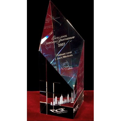 Crystal Diamond Pillar Award w/Custom Etching (8")