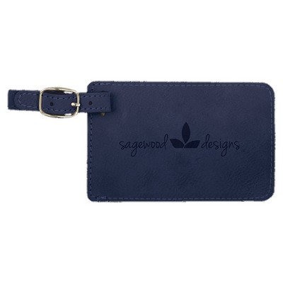 Luggage Tag, Blue Faux Leather, 4 1/4" x 2 3/4"