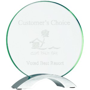 7 1/4" Round Cosmic Glass Award with Silver Base