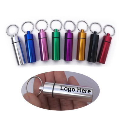 Aluminum Pill Bottle W/ Key Ring