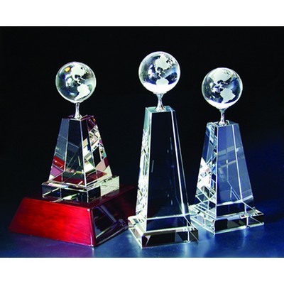 Globe Tower Optical Crystal Award/Trophy 11"H