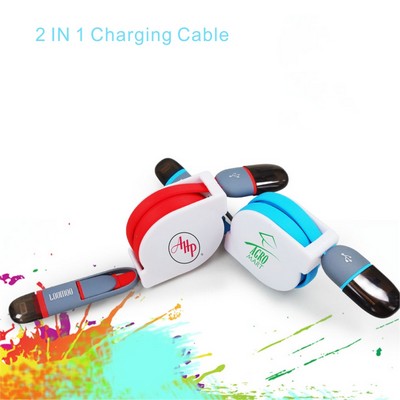 CB02 3.3Ft/1M 2-in-1 Retractable Charging Cable