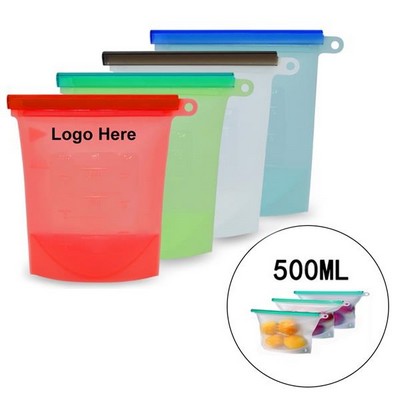 Size S Reusable Silicone Food Storage Pouch with Zipper Seal