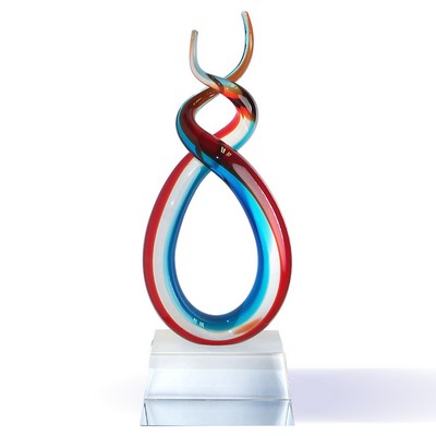 15 ½" Blown Glass Colors Suspended in Clear Glass Award