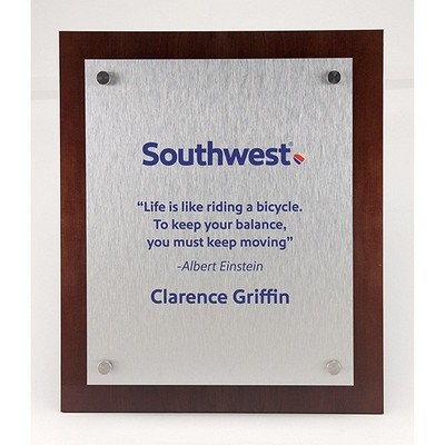 9" x 11" Stand-Off Plaque - Aluminum over Cherry Wood Panel - Vertical