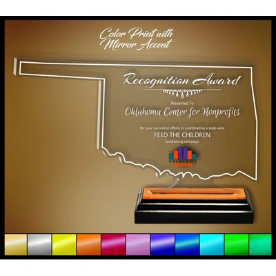 11" Oklahoma Clear Acrylic Award with Color Print and Mirror Accent