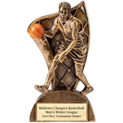 6½" Male Basketball Flag Resin Trophy