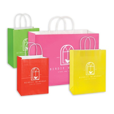 Deluxe Coloured Shopping Bags- 8" x 4-1/2" x 10-1/4"