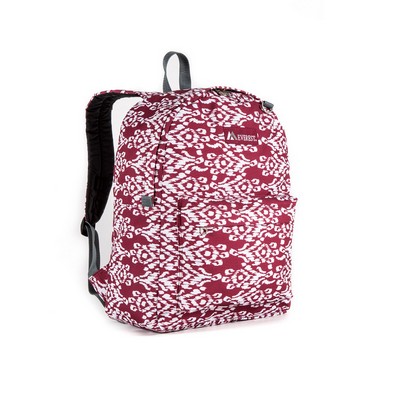 Everest Basic Pattern Backpack, Burgundy Red/White Ikat