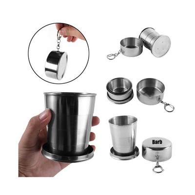 75ml/2.5oz Stainless Steel Collapsible Cup with Keychain