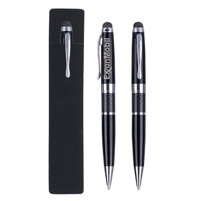 Executive High Carbon Fiber Brass Stylus Pen w/ PE Pouch