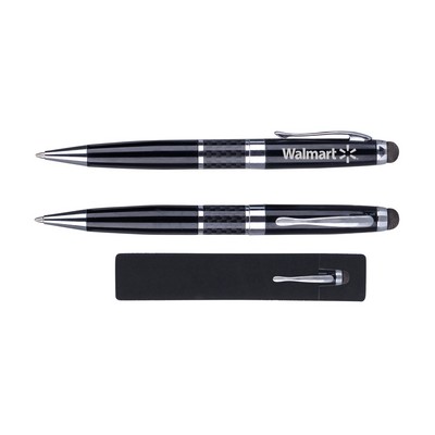 Carbon Fiber Ballpoint Pen & Stylus w/PE Pouch