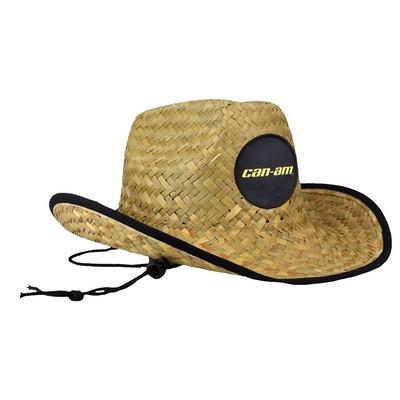 Western Cowboy Straw Hat w/Custom Patch