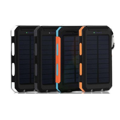 10000mAh Lithium Solar Power Bank w/Dual LED Flashlights & Compass - CE/FCC/RoHs/UN38.3 Compliant