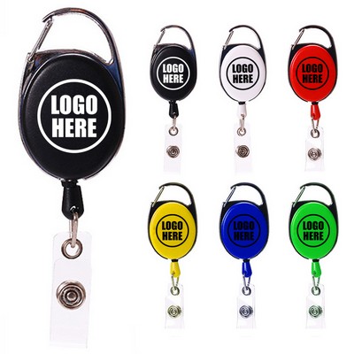 Oval Shaped Carabiner Retractable Badge Reel & Holder