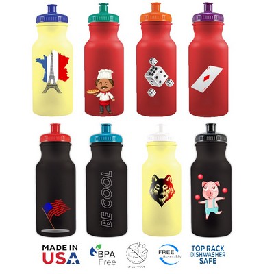 Colored Bike Bottle with Push Spout - 20 oz