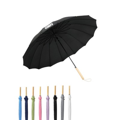 16 Ribs Umbrella with Wooden Handle