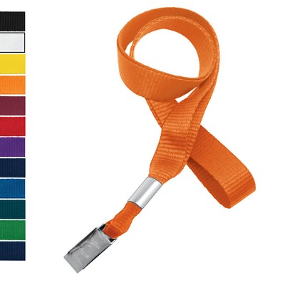 5/8" Blank Non-Breakaway Flat-Ribbed Polyester Lanyards with Bulldog Clip