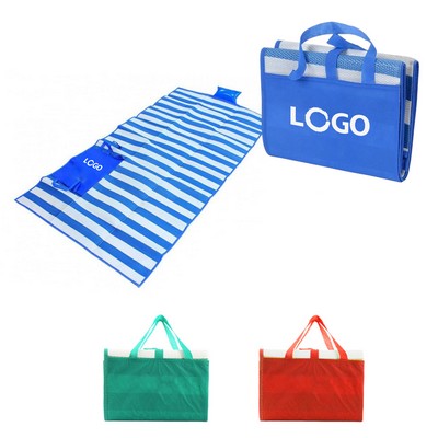 Folding Picnic Beach Mat W/Inflatable Pillow