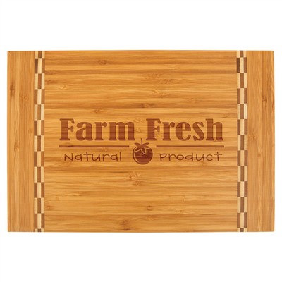 15" x 10 1/4" Bamboo Cutting Board with Butcher Block Inlay