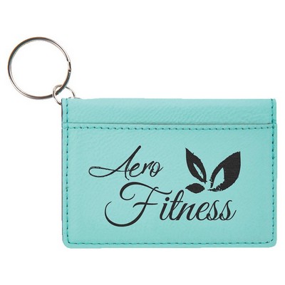 4 1/4" x 3" Teal Leatherette Keychain ID Holder