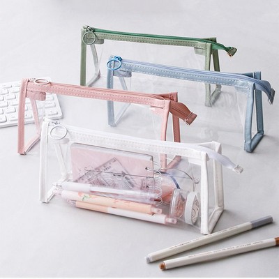 Large Capacity Transparent Triangle Pen Case