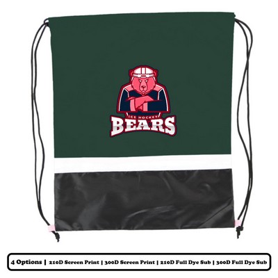 Horizontal Multi-Panel Polyester Drawstring Bag w/ Custom Logo