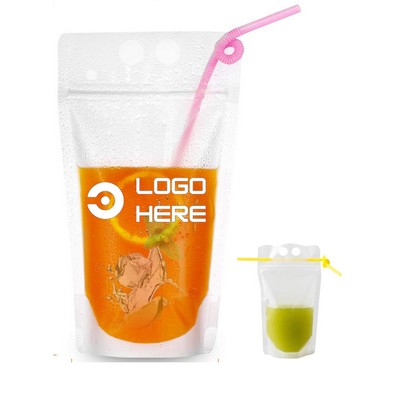 16Oz Takeaway Drink Pouche W/Straw