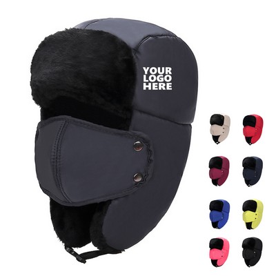 Winter Trapper Hat Ear Flap Chin Strap And Windproof Mask