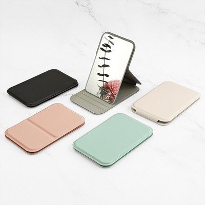 PU Leather Stand Up Desktop Folding Makeup Mirror