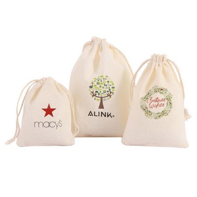 Natural Cotton Drawstring Storage Pouch