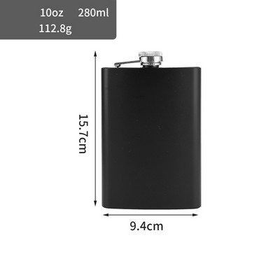 Black 10 OZ Stainless Steel Flask Women Whiskey Flask